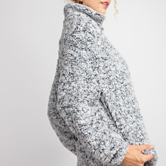 NWT-Women’s Two Tone 1/4 Zip Fleece Pullover, Grey - Picture 7 of 7